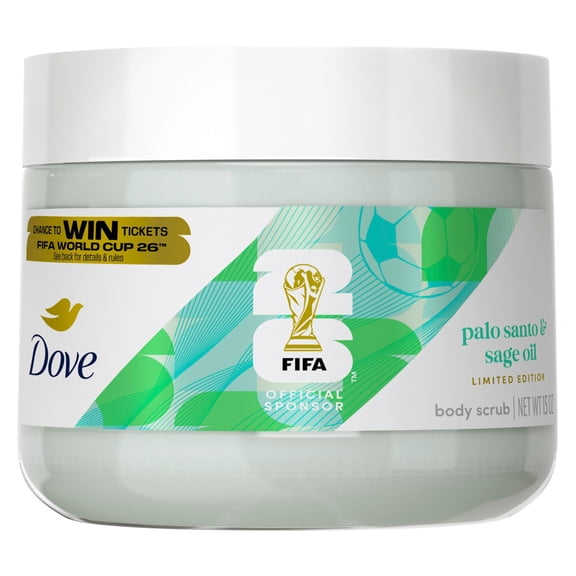 Dove Limited Editon FIFA Body Scrub Palo Santo & Sage Oil For Exfoliated & Hydrated Skin, 15 OZ