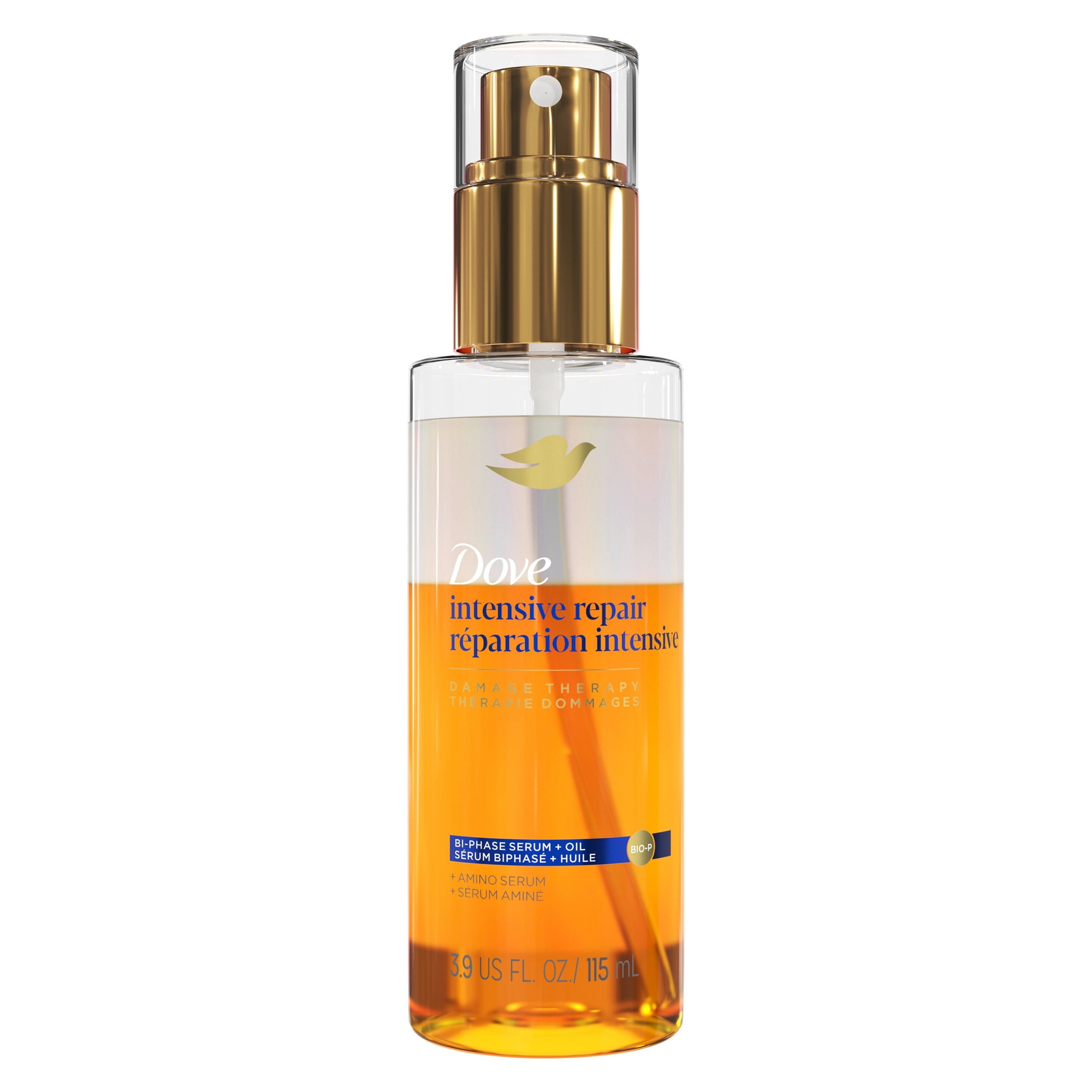 Dove Damage Therapy Intensive Repair Bi-Phase Serum + Oil Hair Spray With Amino Serum For Shine, Frizz Control, And Split Ends ,3.9 Fl oz
