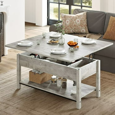 DOVEAID 41.73"Lift Top Coffee Table, 4 in 1 Multi-Function Convertible Coffee Table with Storage, Modern Coffee Table Converts to Dining Table for Living Room, Grey