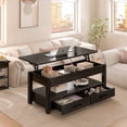 thumbnail image 1 of GUNAITO Lift Top Coffee Table with 2 Drawers,Wooden Convertible Coffee Table with Storage for Living Room,Center Table,Black,42", 1 of 9