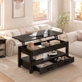 thumbnail image 1 of GUNAITO Lift Top Coffee Table with 2 Drawers,Wooden Convertible Coffee Table with Storage for Living Room,Center Table,Black,42", 1 of 9