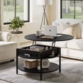 thumbnail image 1 of GUNAITO Round Lift Top Small Coffee Table with Storage Modern Farmhouse Center Table with Shelf Small Circle Table for Living Room,Black, 1 of 7