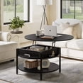 thumbnail image 1 of GUNAITO Round Lift Top Small Coffee Table with Storage Modern Farmhouse Center Table with Shelf Small Circle Table for Living Room,Black, 1 of 7