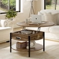 thumbnail image 1 of GUNAITO Round Lift Top Small Coffee Table with Storage Modern Farmhouse Center Table with Shelf Small Circle Table for Living Room,Light brown, 1 of 5
