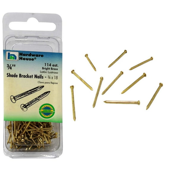 DOVETAIL 1 Ounce Bright Brass Bracket Nails | Ideal for Household Tasks | 3/4" (1.9 cm) Length, #18 Size | Elegant & Handy Solution for Home Projects