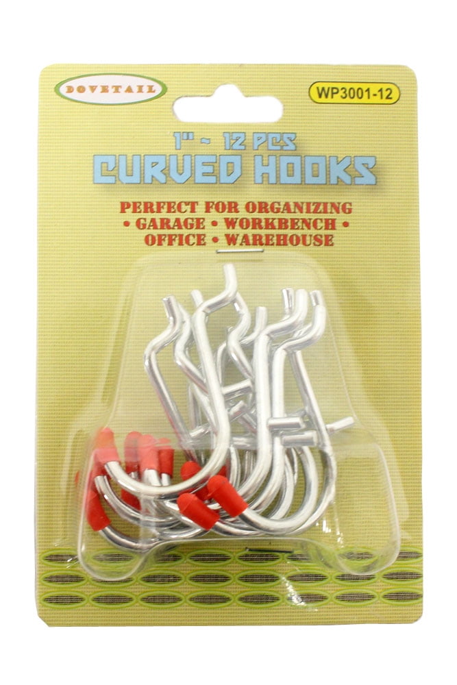 DOVETAIL (2 Pack) 12 Piece 1" Curved Peg Hooks SafetyEnhanced with