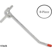 DOVETAIL 8 Pc 4" Single Straight Pegboard Hooks Set | Stainless Steel | Ball-Ended Safety Tips | 1/8" Thickness | Ideal for Workshops and Retail Displays