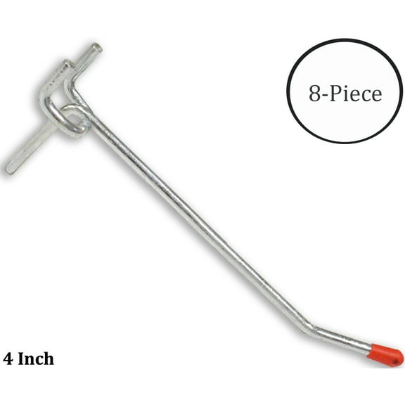 DOVETAIL 8 Pc 4" Single Straight Pegboard Hooks Set | Stainless Steel | Ball-Ended Safety Tips | 1/8" Thickness | Ideal for Workshops and Retail Displays