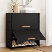 BGTREND 5 Tier Shoe Rack with Covers Shoe Storage Organizer Holds 20 Pairs for Closet Entryway Hallway, Black