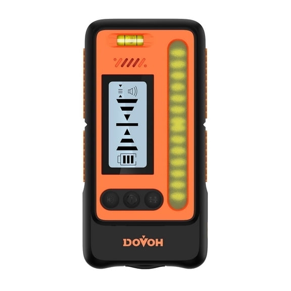 DOVOH High Accuracy Laser Level Receiver : Dual LCD Display, Loud Speaker, 197 ft in Sunlight, IP54 Shock Resistant, DR1