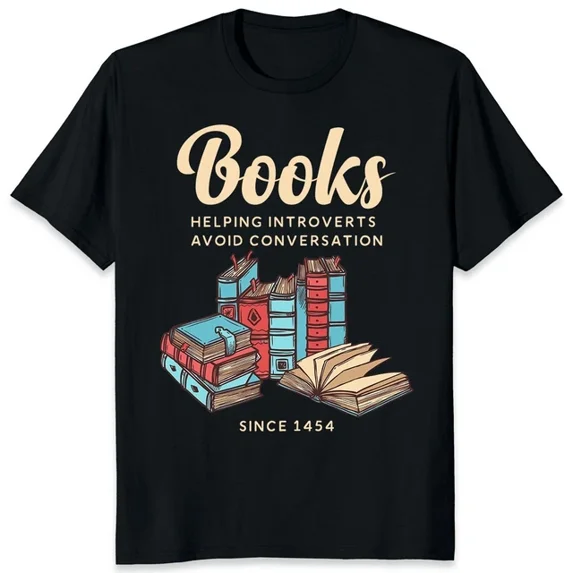 DOVU Books Helping Introverts Avoid Conversation Since 1454 Book Lover T-Shirt Unisex S-5XL Hot Trending Shirt, Vintage Birthday Gift