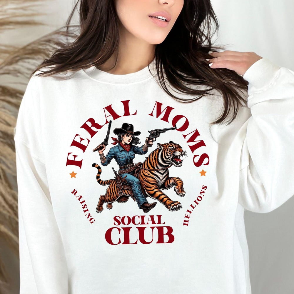 Feral Moms Club Sweatshirt - Funny Mom Shirt For Women, Casual Cotton Pullover With Graphic Print 2 thumbnail image