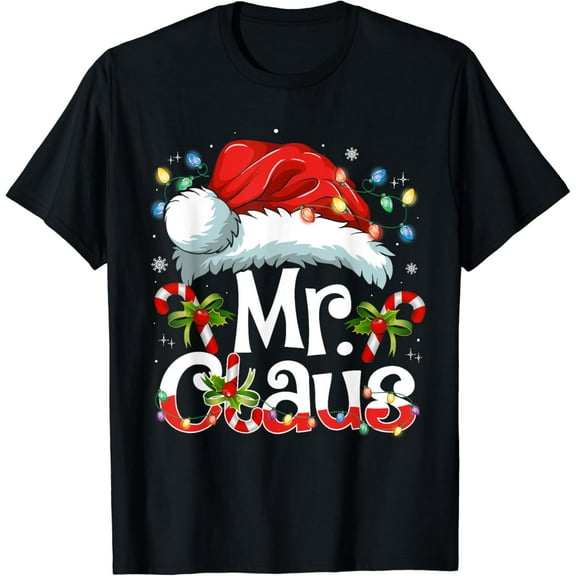 DOVU Mr And Mrs Claus Couples Matching Chris.Tmas Pajamas San.Ta T-Shirt Unisex S-5XL Hot Trending Shirt, Vintage Birthday Gift