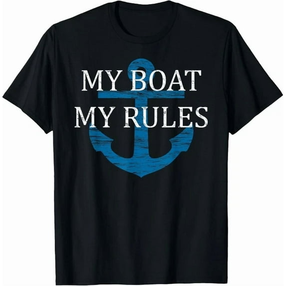 DOVU My Boat My Rules Funny Boating Captain Gift T Shirt Unisex S 5XL