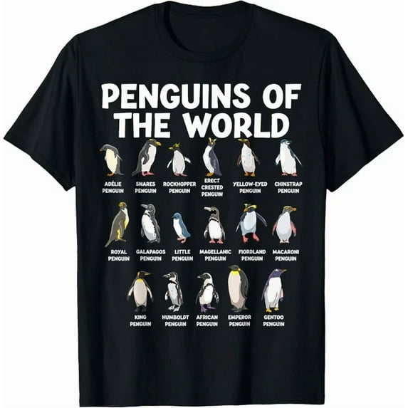 DOVU Penguins Of The World Kawaii Types Of Penguins Sea Animal T-Shirt Unisex S-5XL Hot Trending Shirt, Vintage Birthday Gift