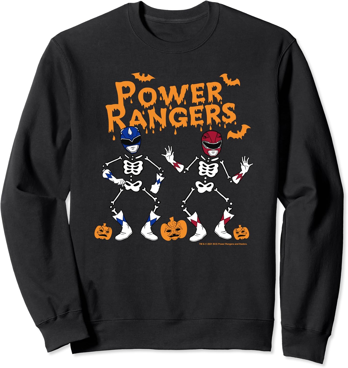 Skeleton Power Rangers DOVU Power Rangers Hal.Low.Een Blue & Red Skeletons Sweatshirt Trendy ...