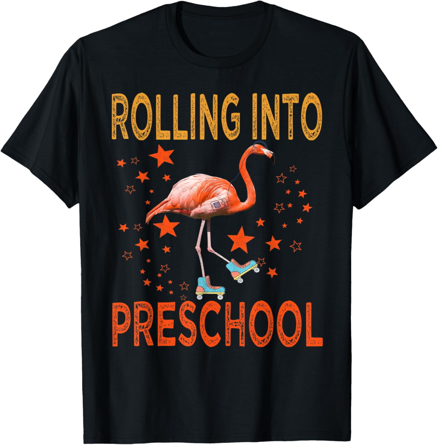 Dovu rolling into preschool flamingo welcome back to school t shirt