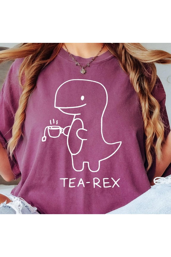 Tea-Rex Cute Dinosaur Shirt, Mom Tea Lover Dino Shirt, Coffee Lover, Cute Punny 'Tea-Rex' Dinosaur T-Shirt, Tea Shirt Unisex S-5XL Hot Trending Shirt, Vintage Birthday Gift
