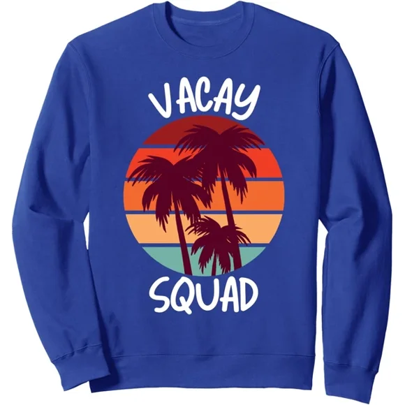 Vacay Squad Summer Vacation Family Friends Trip Palm Crewneck Sweatshirt Trendy Sweatshirt, Birthday Gift