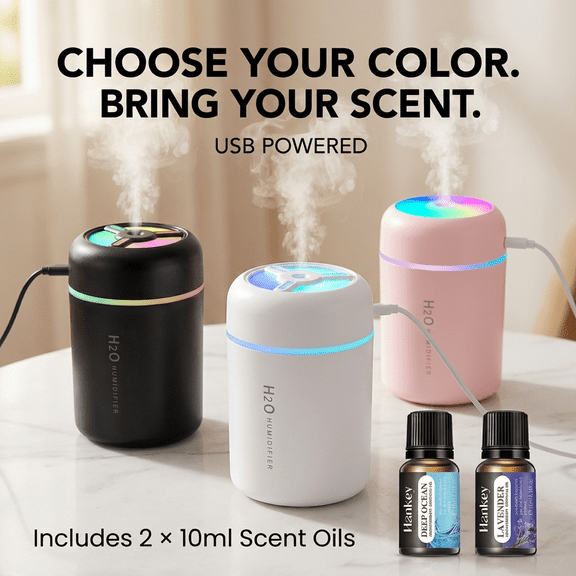 DOVVEE Mini Apple-Style Humidifier, Home Office Air Purifier, Essential Oil Diffuser Humidifier With LED Light