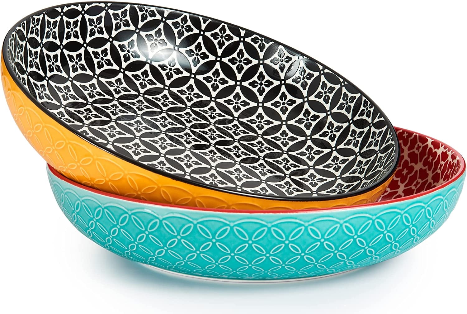 Vibrant Multicolor Ceramic Serving Bowls Set for Salad and Pasta