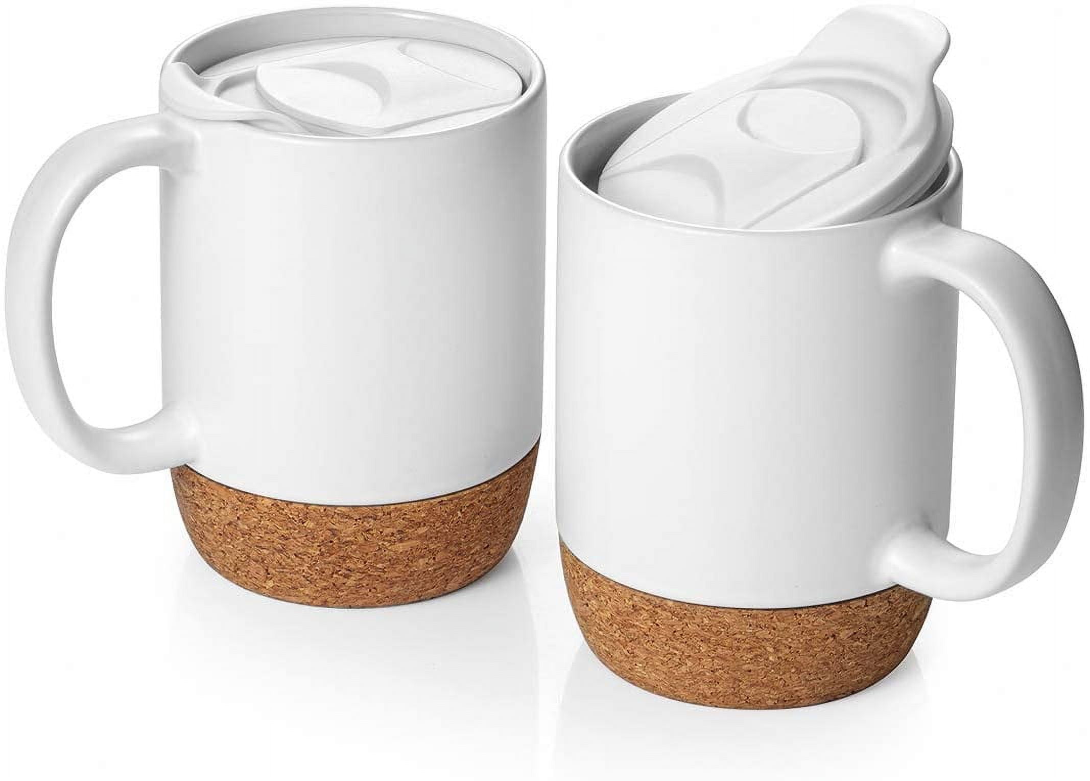BYCNZB 30oz Super Large Ceramic Coffee Mugs Large Handles Set of 2 (Cream)
