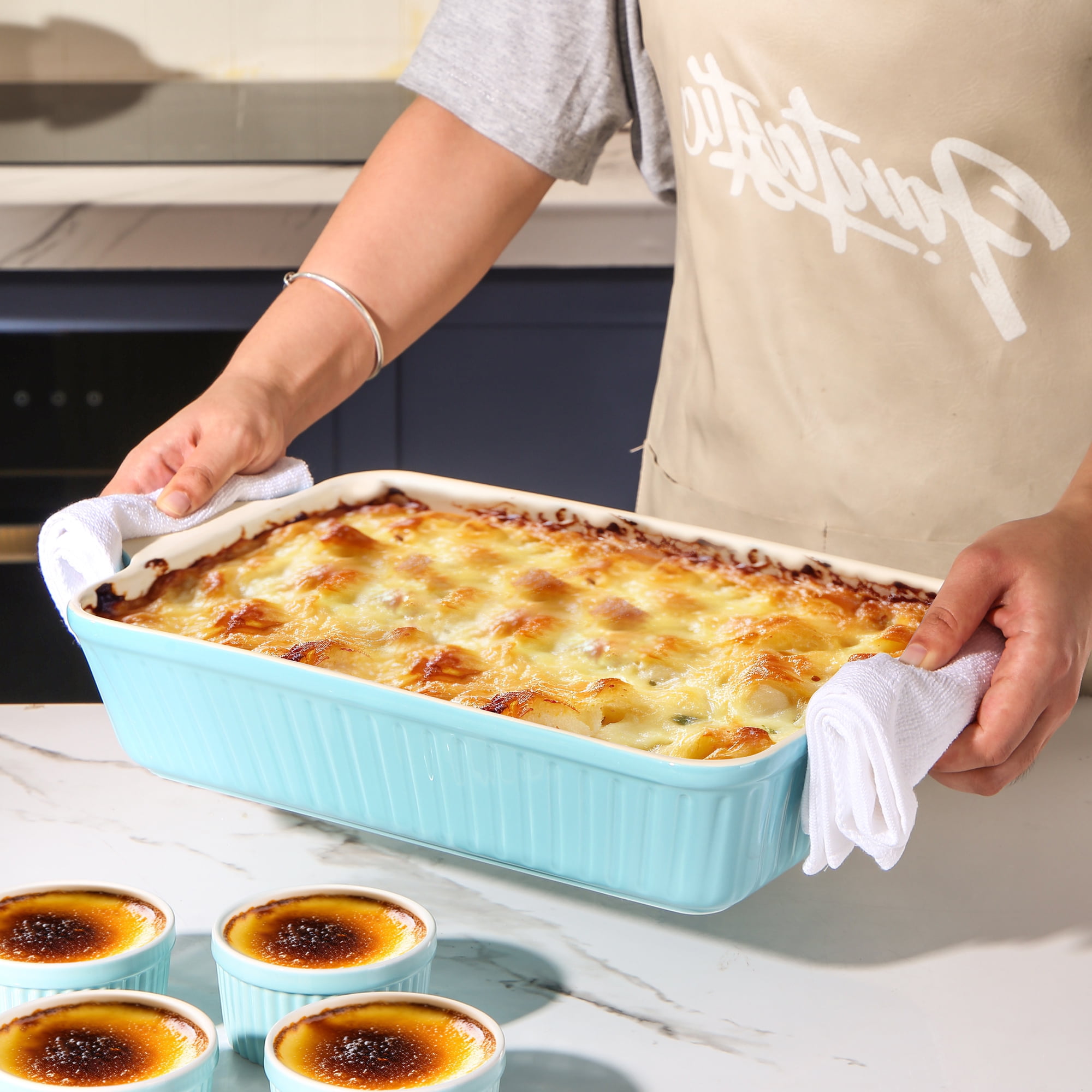 Sweejar Ceramic Bakeware Set, Rectangular Baking Dish Lasagna Pans for Cooking, Kitchen, Cake Dinner, Banquet and Daily Use, 11.8 x 7.8 x 2.76
