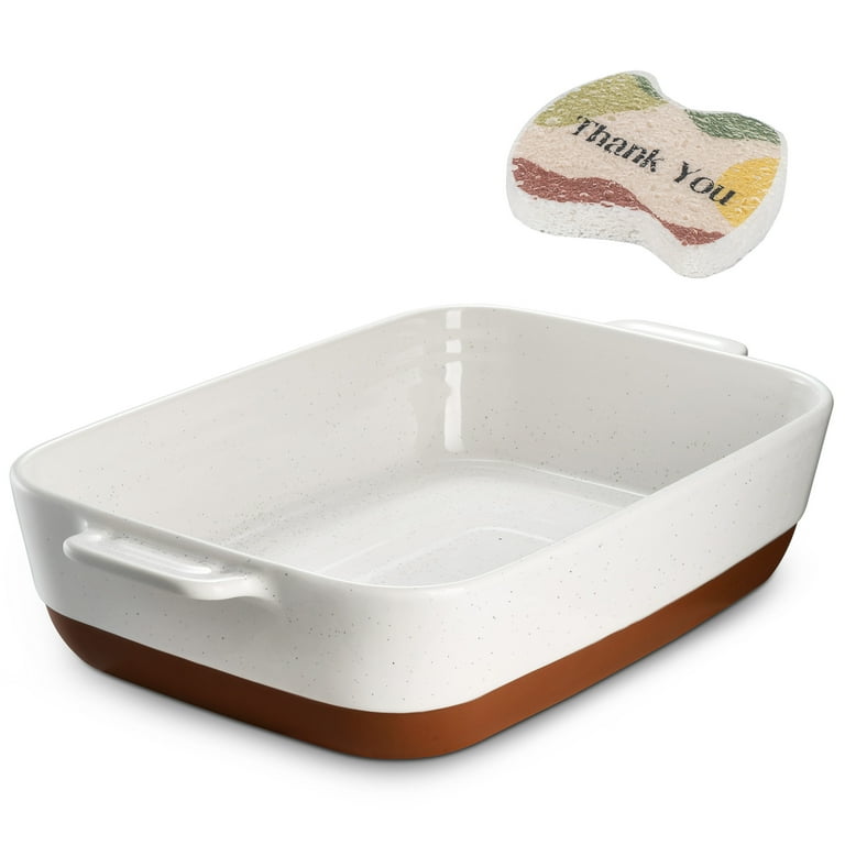 DOWAN 113Oz Large Porcelain Casserole Dish for Oven Ceramic Baking Dish with Handles Deep Baking Pan for Turkey 9 15in Alabaster Bakeware White Rectangular Walmart
