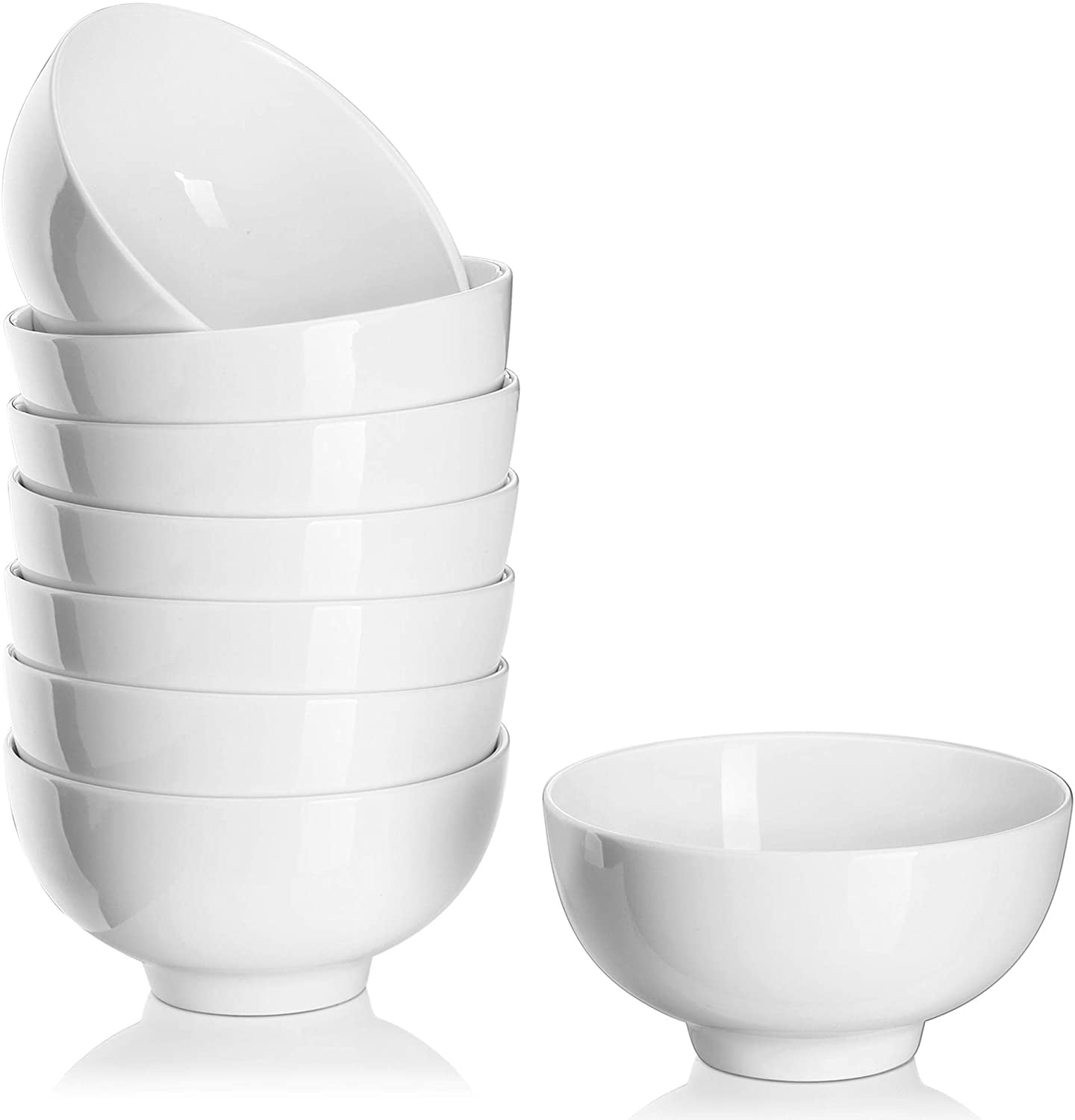 DOWAN 8 Piece Ceramic Dip Bowls Set, Mini 10OZ White Sturdy Dessert