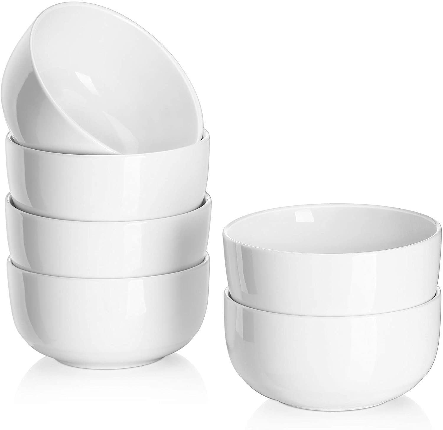 DOWAN Cereal Bowl, 22 Ounce Soup Bowls White Ceramic Bowl Set of 6