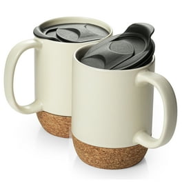 Birchland Double Wall Glass Coffee or Tea Mug with Lid 16 oz.  Travel Coffee Mug, Insulated Coffee Tumbler Set of 2: Tumblers & Water  Glasses