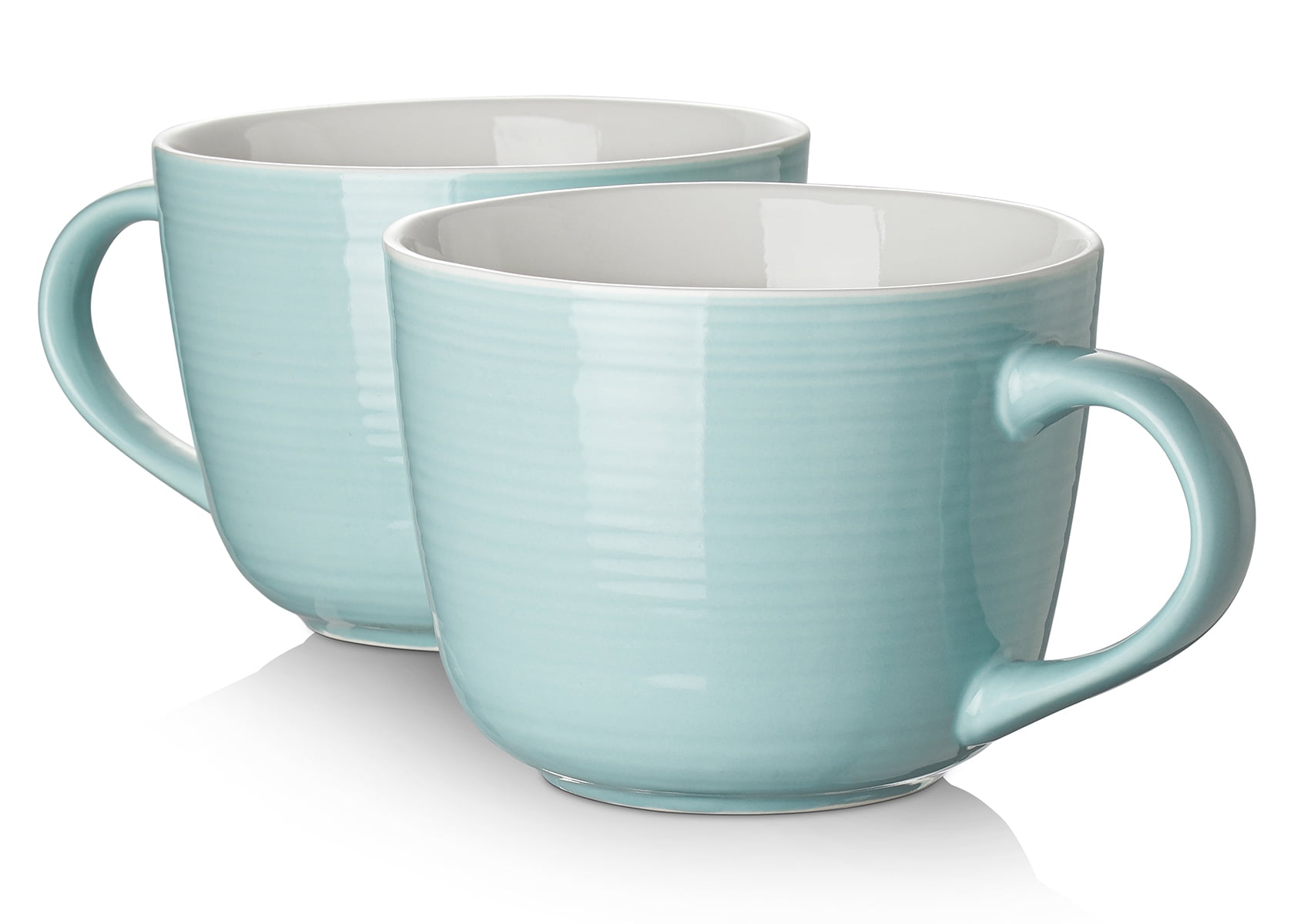 DOWAN Coffee Mugs, 15 oz Ceramic Mugs with Insulated Cork Bottom and Splash  Proof Lid Beige, Set of 2