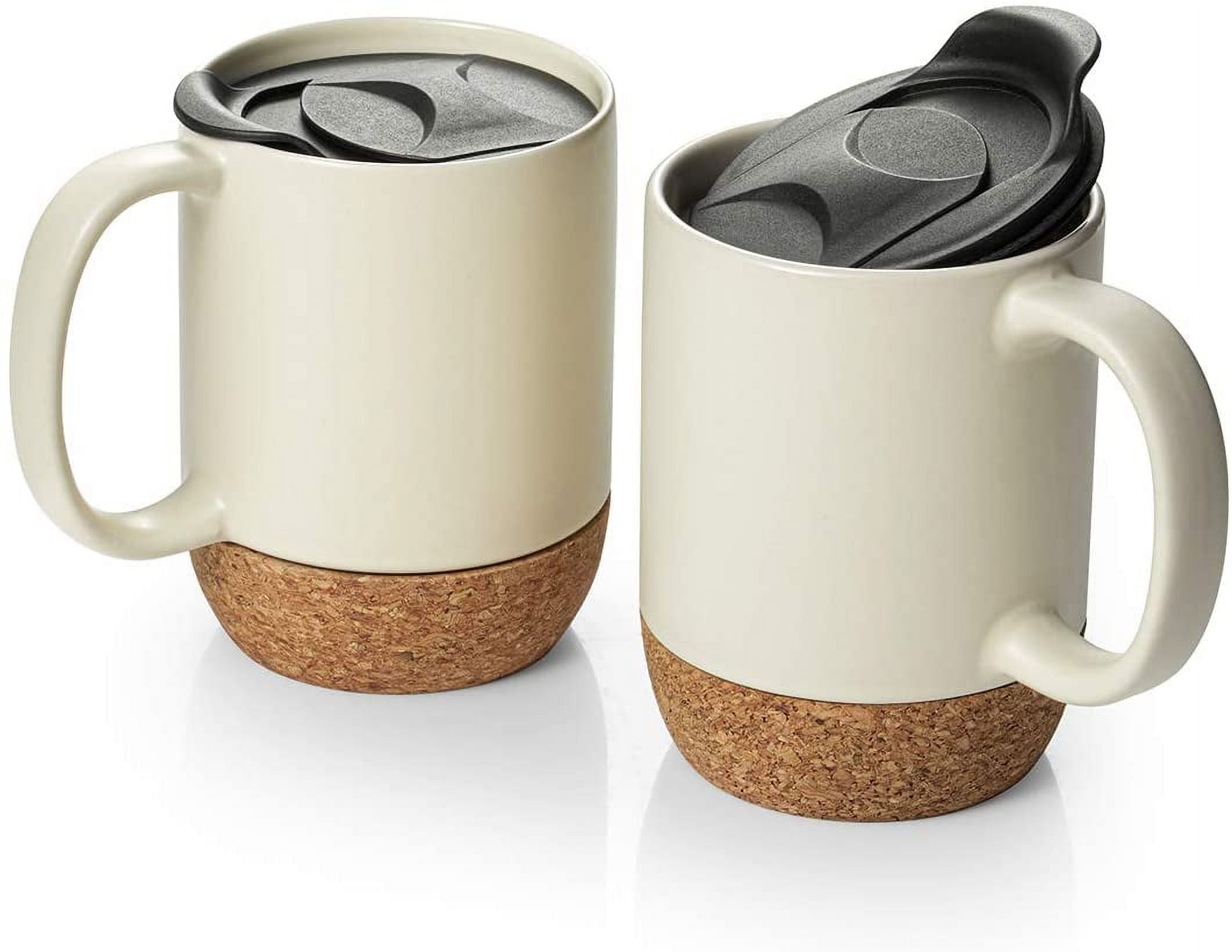 BYCNZB 30oz Super Large Ceramic Coffee Mugs Large Handles Set of 2 (Cream)