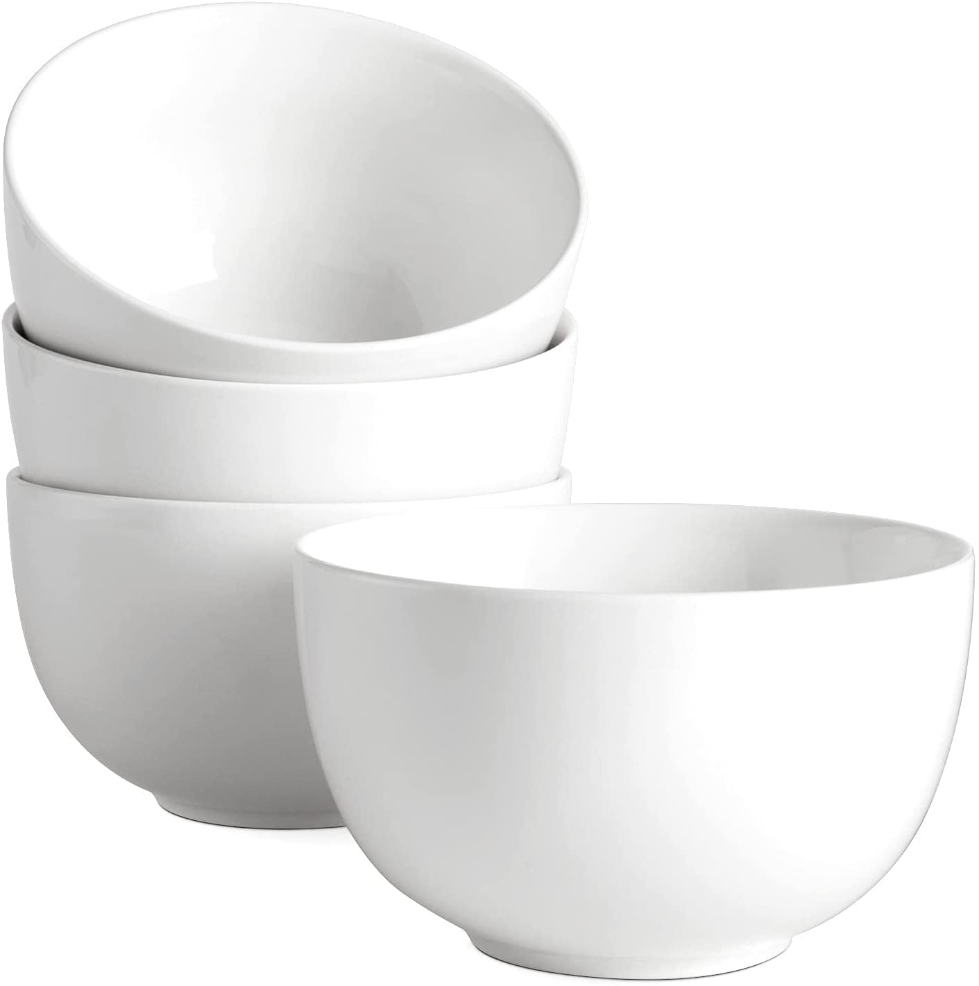Wwyybfk 38oz Ceramic Soup Bowls, 7'' White Cereal Bowls Reusable Porcelain Bowl Set with Heat Insulation Pads Dishwasher & Microwave Safe for Home