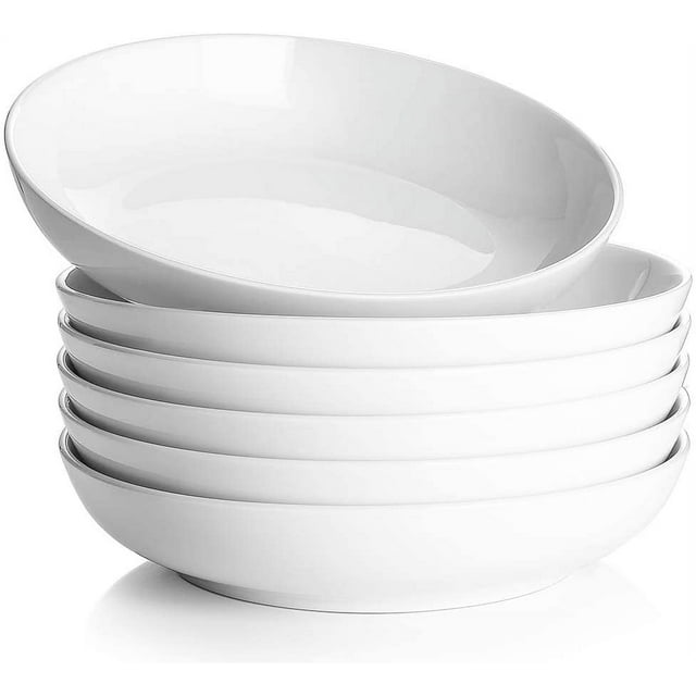 DOWAN Pasta Bowls 30oz, Large Salad Serving Bowls, White Pasta Bowl Set