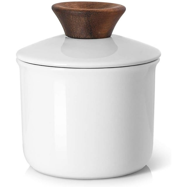 DOWAN Porcelain Butter Keeper Crock, 6.5oz French Butter Crock with