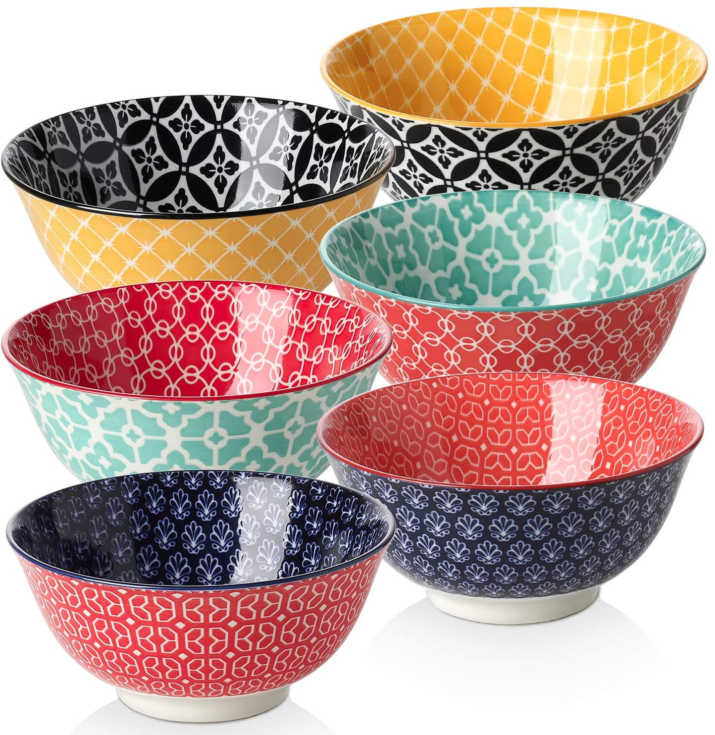 KitchenTour Ceramic Bowls Set - 10 oz Serving Bowls For Kitchen - Cereal,  Ice Cream, Soup, Salad, Rice, Dessert Ceramic Bowls - Assorted Colorful Set