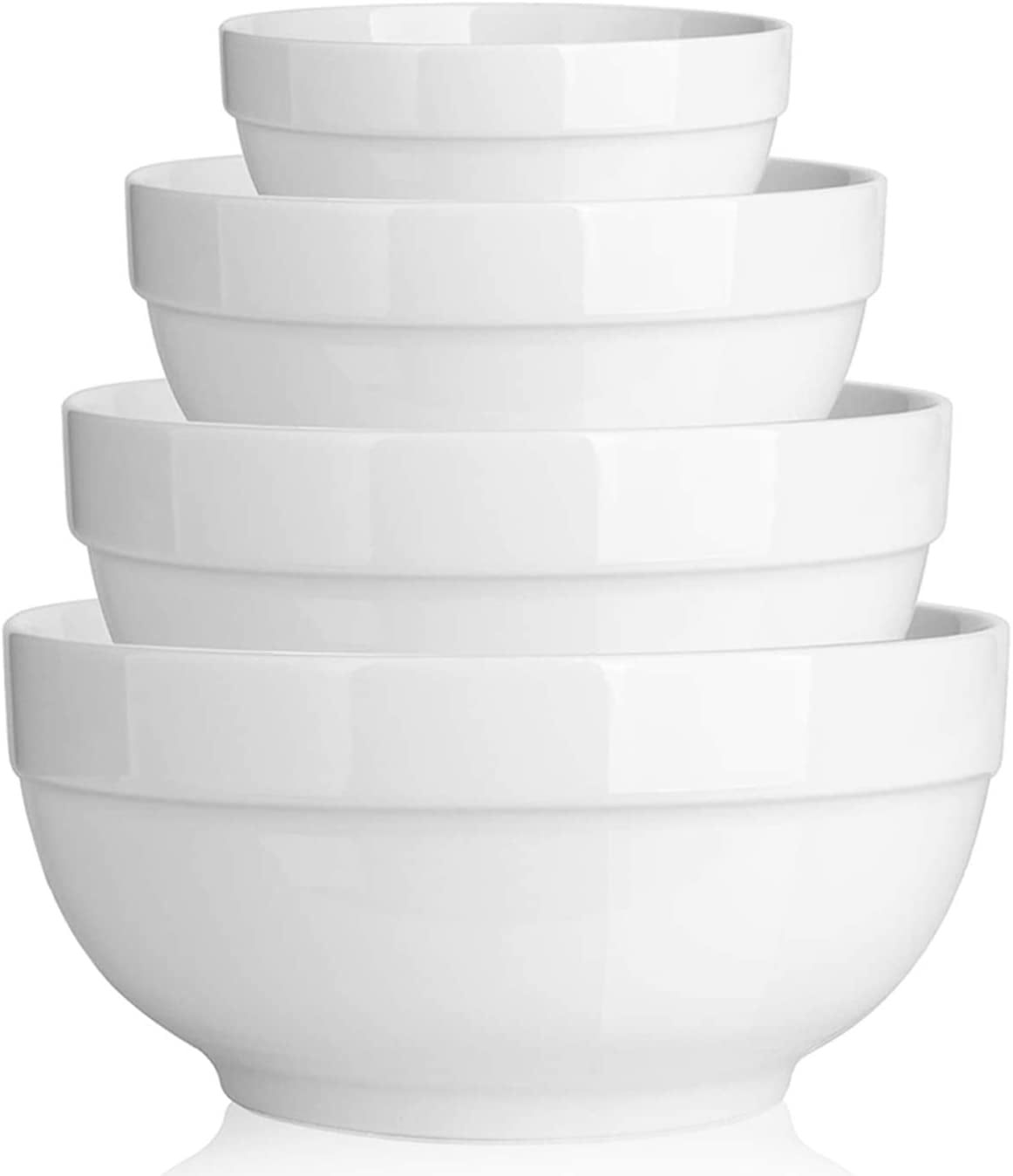 DOWAN Ceramic Serving Bowls Set, 64/42/22/12oz, White, Scratch