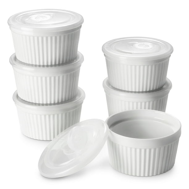 DOWAN Ramekins with Lids, 8 oz Creme brulee Ramekins Bowls with Covers