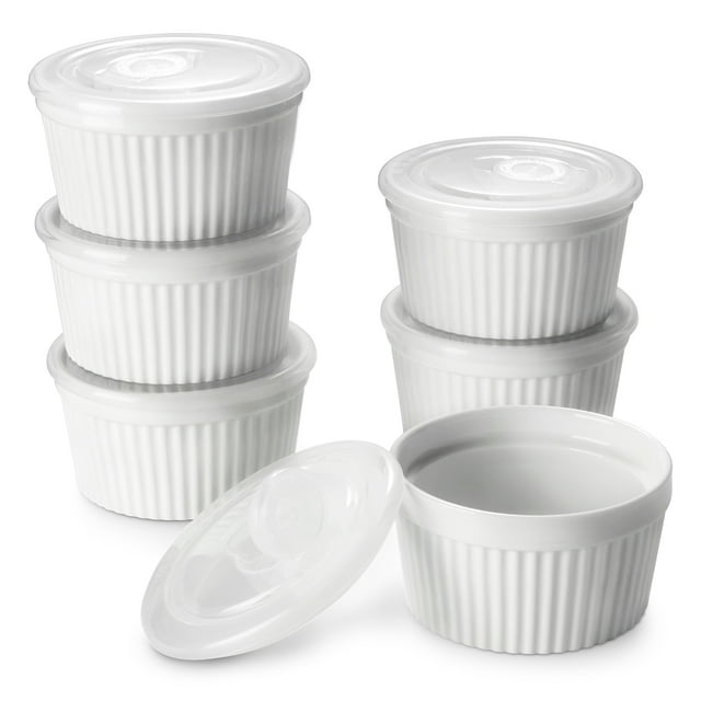 DOWAN Ramekins with Lids, 8 oz Creme brulee Ramekins Bowls with Covers