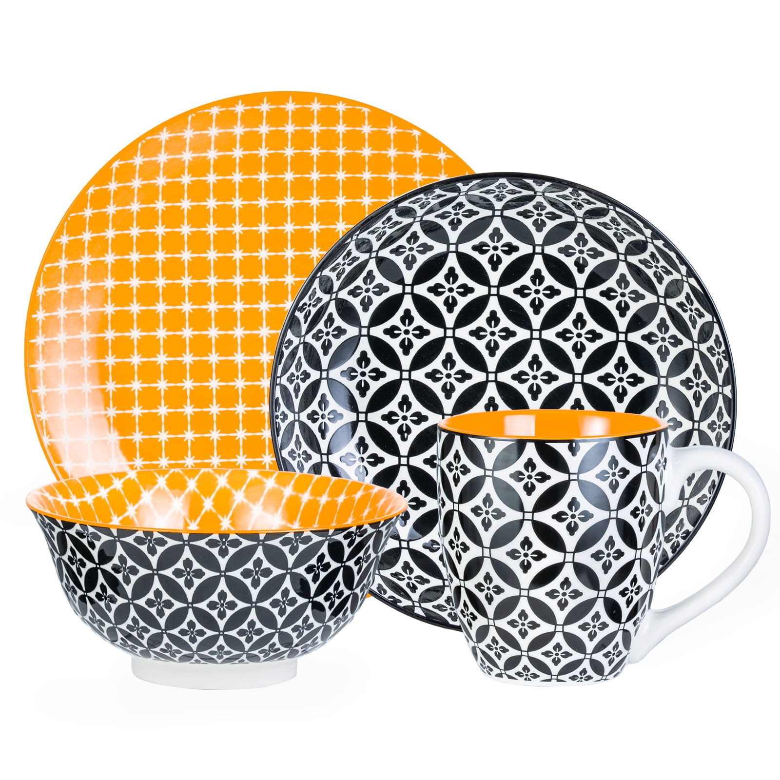 DOWAN Vibrant Joy Series Ceramic Dinnerware Set,4Piece Dishwasher