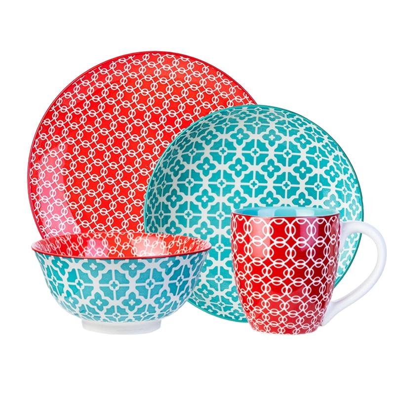 DOWAN Vibrant Joy Series Ceramic Dinnerware Set,4Piece Heat&Cold