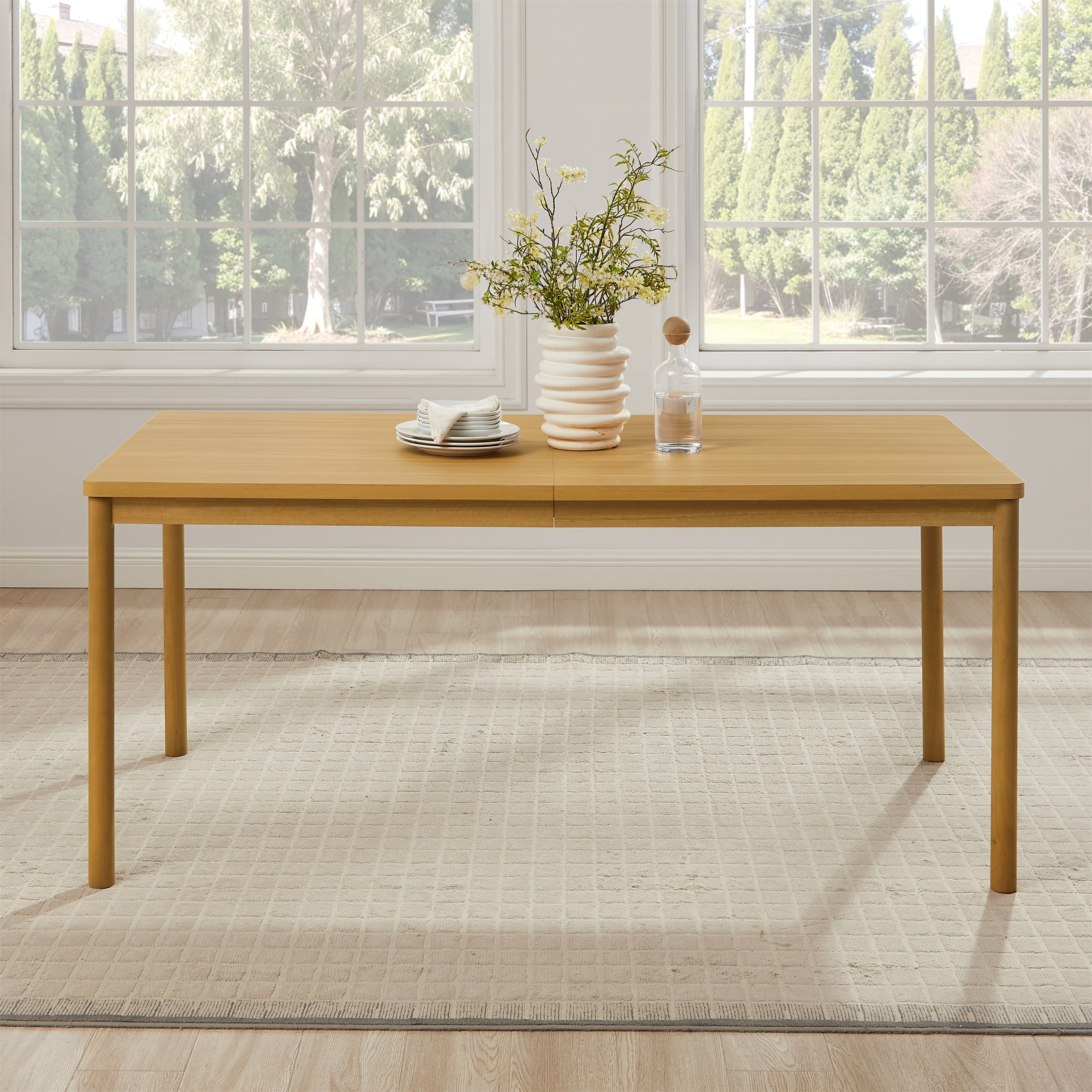 Mainstays Dowel Dining Table, Natural Teak Finish