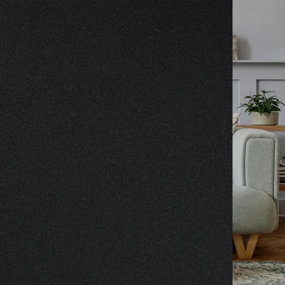 DOWELL Blackout Window Film, 100% Light Sun Blocking Static Cling Window Privacy Film for Glass, Heat Control Removable Window Tint, Room Darkening Window Coverings for Day Sleep