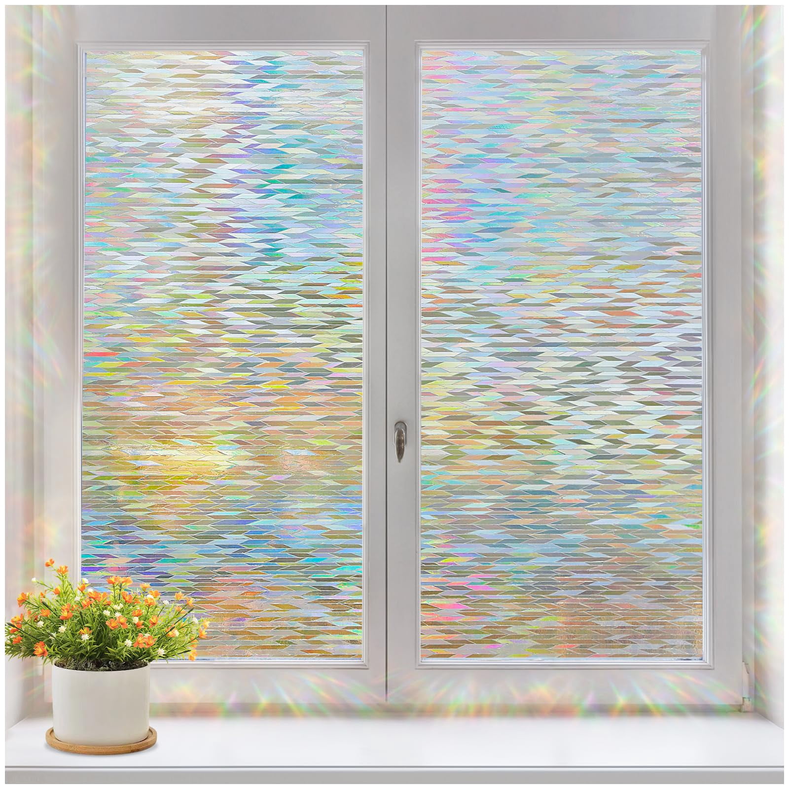 DOWELL Window Privacy Film, Rainbow Film Stained Glass 3D Decorative ...