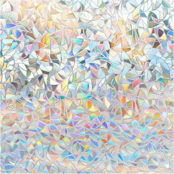 DOWELL Window Privacy Film, Rainbow Window Film, Decorative Stained Glass Window Clings, Static Cling Window Sticker, Non-Adhesive Window Decals for Home UV Protection, 17.5 x 78.7 inches