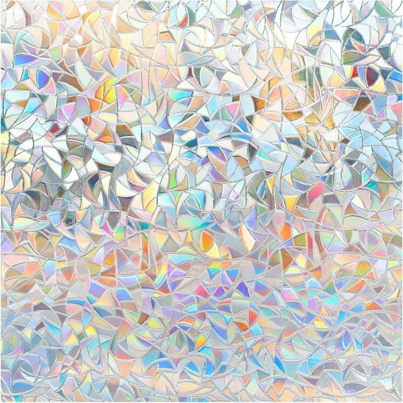 DOWELL Window Privacy Film, Rainbow Window Film, Decorative Stained Glass Window Clings, Static Cling Window Sticker, Non-Adhesive Window Decals for Home UV Protection, 35.4 x 157.4 inches