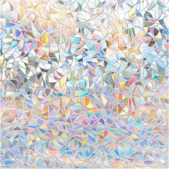 DOWELL Window Privacy Film, Rainbow Window Film, Decorative Stained Glass Window Clings, Static Cling Window Sticker, Non-Adhesive Window Decals for Home UV Protection, 17.5 x 157.4 inches