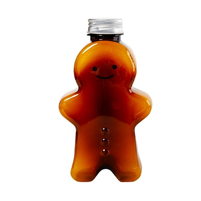 DOWILIN 500ML Gingerbread Man Bottle Bear Shape Plastic Drink Cup Christmas  Decorations