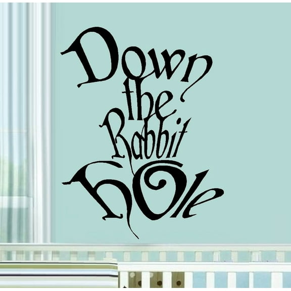 DOWN The Rabbit Hole: Wall or Window Decal ~ Children 20" x 26" (Black)